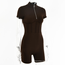 Fashion Short Sleeve  Onsie Adult Onesie Jumpsuits Bodysuits For Women